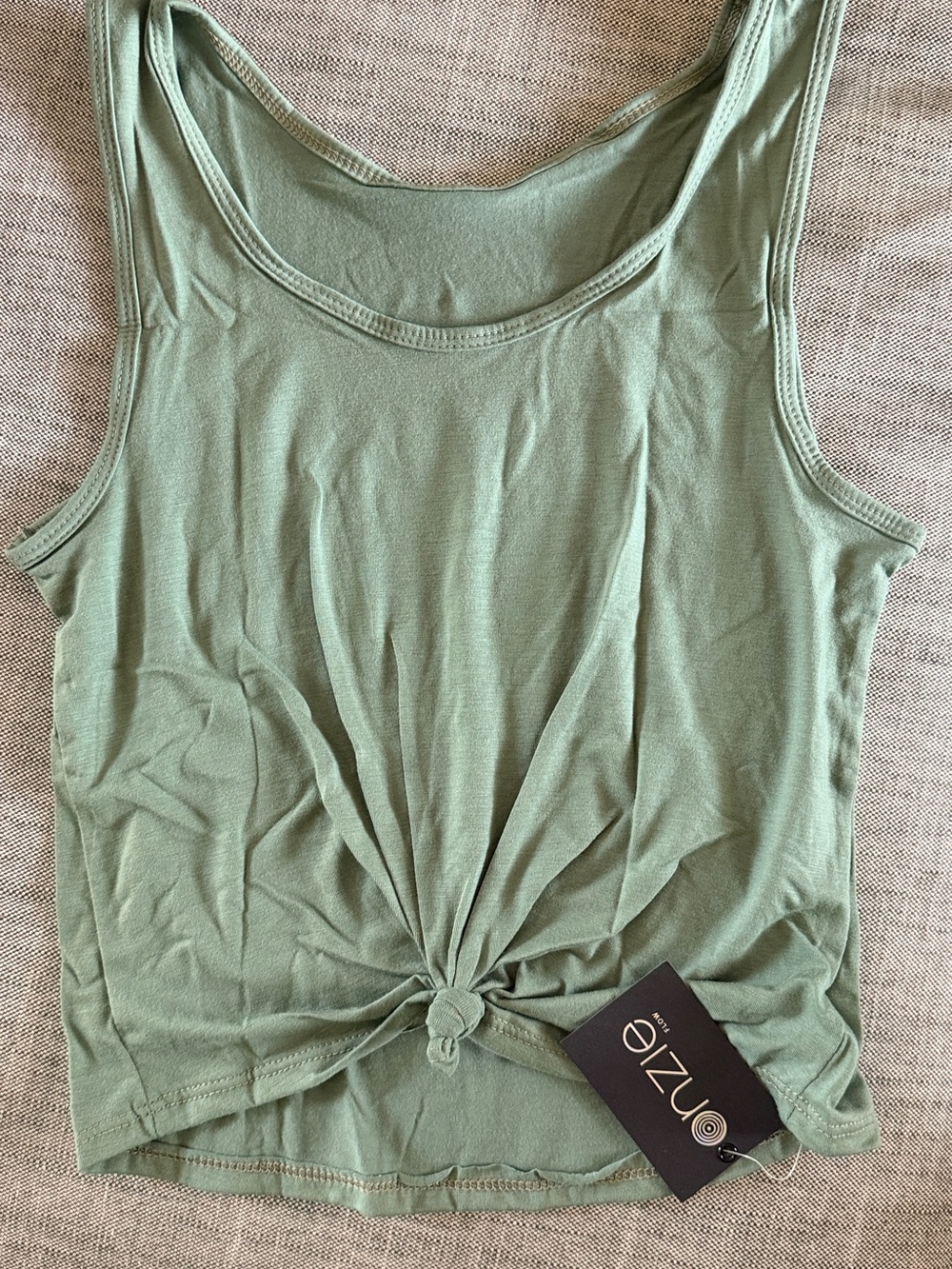 Onzie Sage Green Knot Yoga Crop Top, one size fits all, NWT